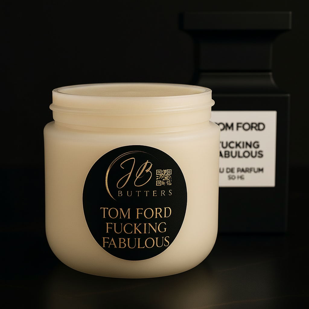 Jar of cream with 'Tom Ford Fucking Fabulous' label on a black background