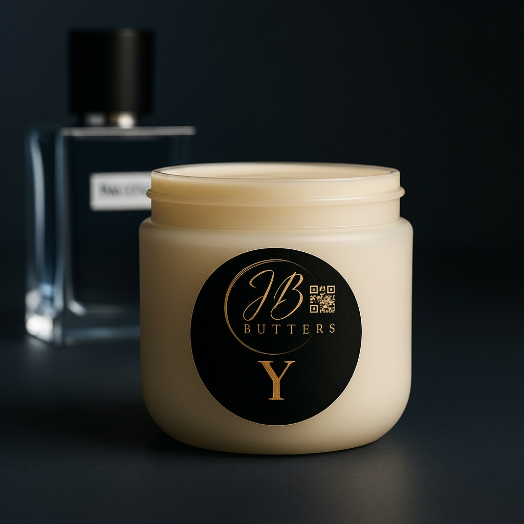 Jar of JB Butters Y cream with a dark background