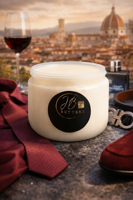 Butter container with a scenic background