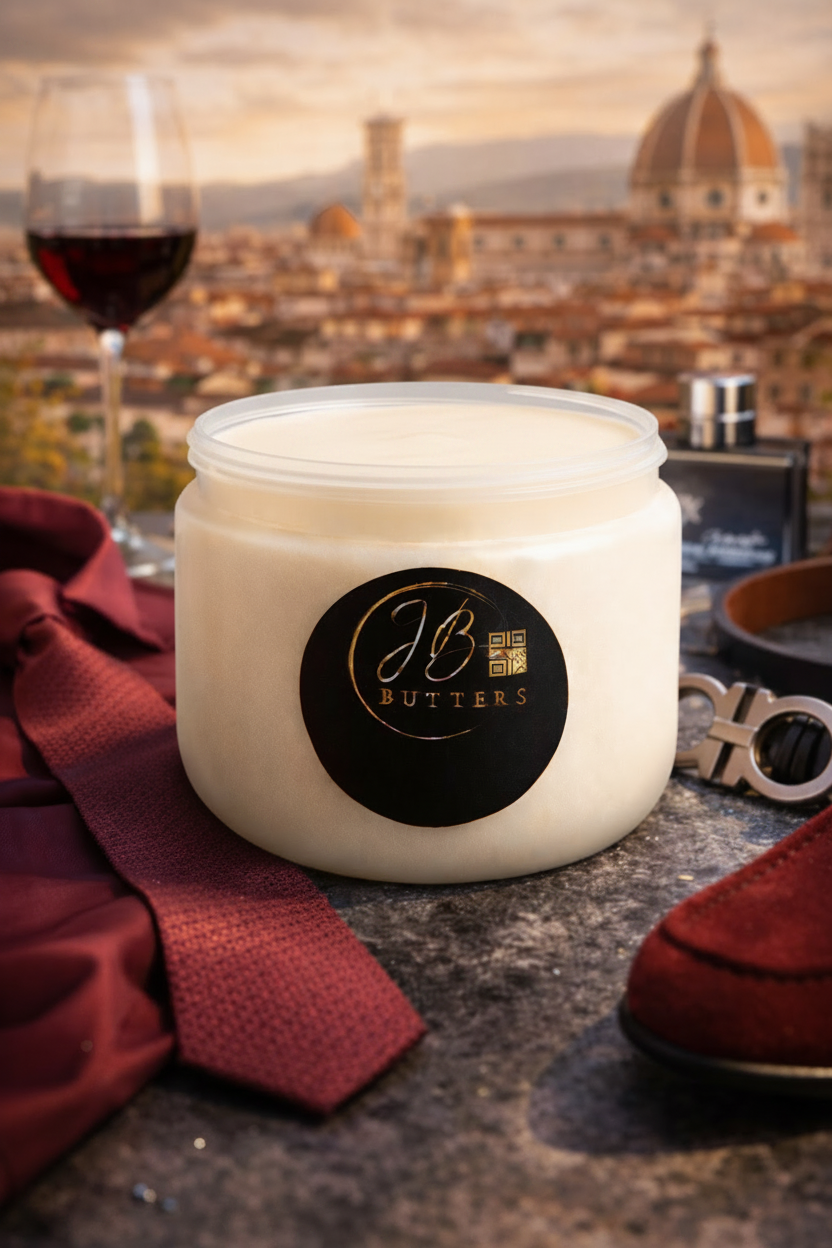 Butter container with a scenic background